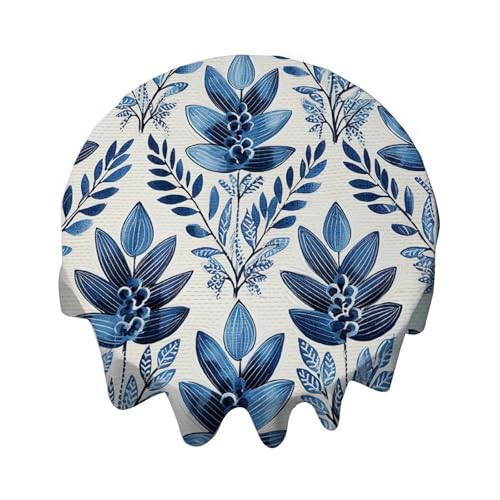 Yelolyio Runde Tischdecke, indigoblau, dekorative Tischdecke, wasserdicht, flecken- und knitterfrei, für Esstisch, Buffet-Partys und Camping Yelolyio Runde Tischdecke, indigoblau, dekorative Tischdecke, wasserdicht, flecken- und knitterfrei, für Esstisch, Buffet-Partys und Camping von Yelolyio