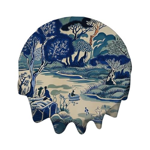 Yelolyio Sian Scenic Dynasty Tischdecke, rund, dekorativ, wasserdicht, flecken- und knitterfrei, für Esstisch, Buffet-Partys und Camping Yelolyio Sian Scenic Dynasty Tischdecke, rund, dekorativ, wasserdicht, flecken- und knitterfrei, für Esstisch, Buffet-Partys und Camping von Yelolyio
