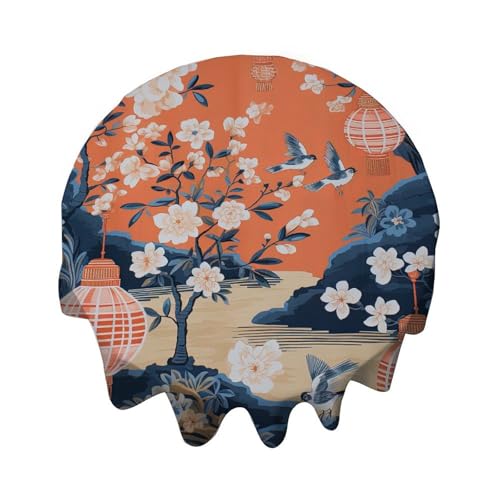 Yelolyio Tischdecke, Motiv: Blaues Ingwerglas, Chinoiserie-inspiriert, asiatisch inspiriert, helle Dekoration, rund, 91,4 cm, Tischdecke, Dekoration für Buffet-Tische, Partys, Festtagsessen Yelolyio Tischdecke, Motiv: Blaues Ingwerglas, Chinoiserie-inspiriert, asiatisch inspiriert, helle Dekoration, rund, 91,4 cm, Tischdecke, Dekoration für Buffet-Tische, Partys, Festtagsessen von Yelolyio