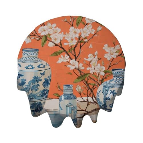 Yelolyio Tischdecke, Motiv: Blaues Ingwerglas, Chinoiserie-inspiriert, asiatisch inspiriert, helle Dekoration, rund, 91,4 cm, Tischdecke, Dekoration für Buffet-Tische, Partys, Festtagsessen Yelolyio Tischdecke, Motiv: Blaues Ingwerglas, Chinoiserie-inspiriert, asiatisch inspiriert, helle Dekoration, rund, 91,4 cm, Tischdecke, Dekoration für Buffet-Tische, Partys, Festtagsessen von Yelolyio