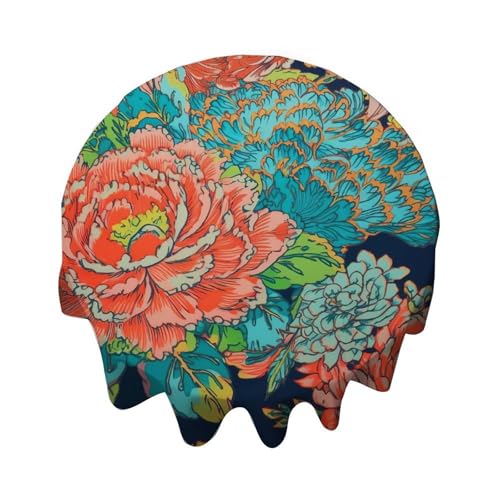 Yelolyio Tischdecke, rund, 127,7 cm, Marineblau / Rosa, Chinoiserie Pfingstrose, Blumenmuster, Tischdekoration für Buffet-Tische, Partys, Feiertagsessen, Hochzeiten Yelolyio Tischdecke, rund, 127,7 cm, Marineblau / Rosa, Chinoiserie Pfingstrose, Blumenmuster, Tischdekoration für Buffet-Tische, Partys, Feiertagsessen, Hochzeiten von Yelolyio
