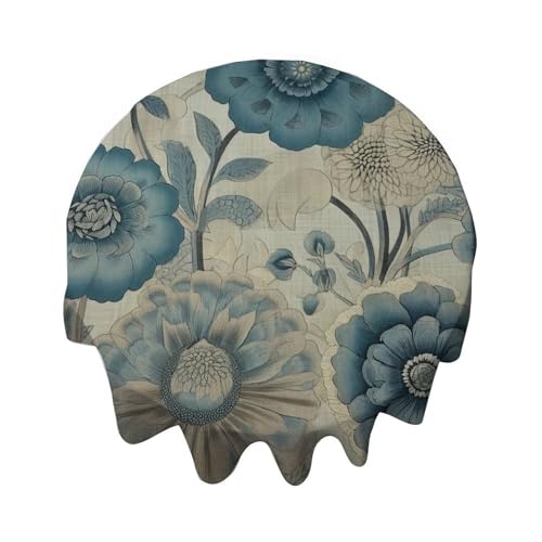 Yelolyio Tischdecke, rund, 127,7 cm, Spa auf Flachs, Blau, Chinoiserie-Tischdecke, Dekoration für Buffet-Tische, Partys, Festtagsessen, Abendessen, Hochzeit Yelolyio Tischdecke, rund, 127,7 cm, Spa auf Flachs, Blau, Chinoiserie-Tischdecke, Dekoration für Buffet-Tische, Partys, Festtagsessen, Abendessen, Hochzeit von Yelolyio