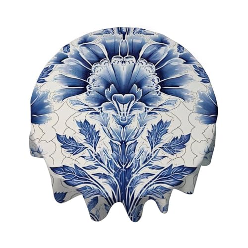 Yelolyio Tischdecke, rund, 127 cm, Blau und Weiß, Kairo-Tischdecke, Dekoration für Buffet-Tische, Partys, Feiertagsessen, Hochzeiten Yelolyio Tischdecke, rund, 127 cm, Blau und Weiß, Kairo-Tischdecke, Dekoration für Buffet-Tische, Partys, Feiertagsessen, Hochzeiten von Yelolyio