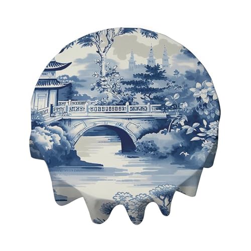 Yelolyio Tischdecke, rund, 127 cm, Chinoiserie-Tischdecke, Dekoration für Buffet-Tische, Partys, Feiertagsessen, Hochzeiten Yelolyio Tischdecke, rund, 127 cm, Chinoiserie-Tischdecke, Dekoration für Buffet-Tische, Partys, Feiertagsessen, Hochzeiten von Yelolyio