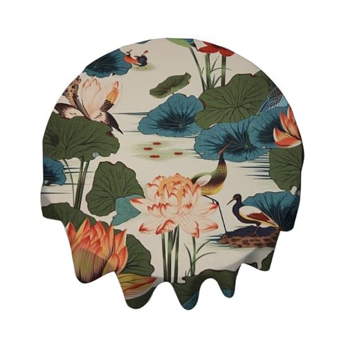 Yelolyio Tischdecke, rund, 127 cm, Nympheus-Lilien-Pistazien-Tischdecke, Tischdekoration für Buffet-Tische, Partys, Feiertagsessen, Abendessen, Hochzeit Yelolyio Tischdecke, rund, 127 cm, Nympheus-Lilien-Pistazien-Tischdecke, Tischdekoration für Buffet-Tische, Partys, Feiertagsessen, Abendessen, Hochzeit von Yelolyio