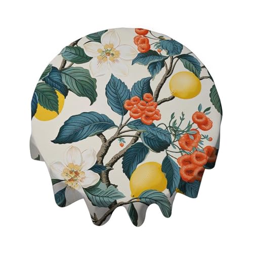 Yelolyio Tischdecke, rund, 127 cm, Sommerkirsche, Zitrone, Zitrusfrüchte, Gartentisch, Dekoration für Buffet-Tisch, Partys, Feiertagsessen, Abendessen, Hochzeit Yelolyio Tischdecke, rund, 127 cm, Sommerkirsche, Zitrone, Zitrusfrüchte, Gartentisch, Dekoration für Buffet-Tisch, Partys, Feiertagsessen, Abendessen, Hochzeit von Yelolyio