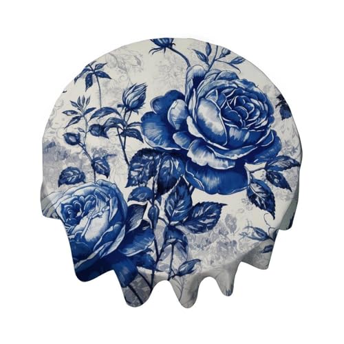 Yelolyio Tischdecke, rund, 137 cm, Blau und Weiß, Blumenmuster, Tischdekoration für Buffet-Tische, Partys, Feiertagsessen, Hochzeiten Yelolyio Tischdecke, rund, 137 cm, Blau und Weiß, Blumenmuster, Tischdekoration für Buffet-Tische, Partys, Feiertagsessen, Hochzeiten von Yelolyio