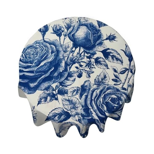 Yelolyio Tischdecke, rund, 137 cm, florales Chinoiserie-Tischdecke, Dekoration für Buffet-Tische, Partys, Feiertagsessen, Hochzeiten Yelolyio Tischdecke, rund, 137 cm, florales Chinoiserie-Tischdecke, Dekoration für Buffet-Tische, Partys, Feiertagsessen, Hochzeiten von Yelolyio