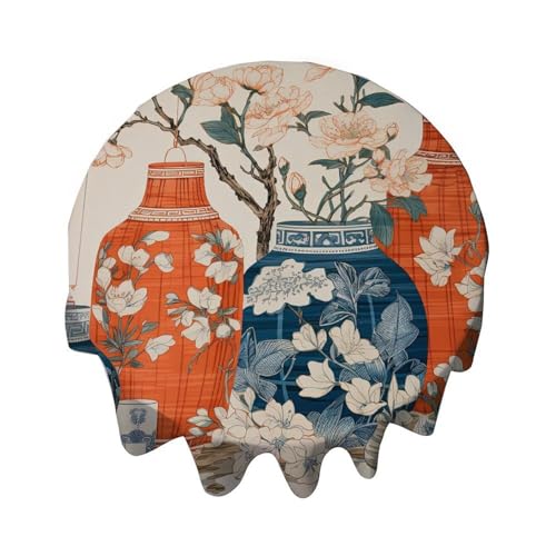 Yelolyio Tischdecke, rund, 91,4 cm, blaues Ingwerglas, Chinoiserie, inspiriert, asiatisch inspiriert, helle Dekoration, Tischdecke für Buffet-Tische, Partys, Festtagsessen, Abendessen, Hochzeit Yelolyio Tischdecke, rund, 91,4 cm, blaues Ingwerglas, Chinoiserie, inspiriert, asiatisch inspiriert, helle Dekoration, Tischdecke für Buffet-Tische, Partys, Festtagsessen, Abendessen, Hochzeit von Yelolyio