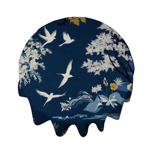 Yelolyio Tischdecke, rund, 91,4 cm, dunkelblaue und weiße Bäume und Blumen, Tischdekoration für Buffet-Tische, Partys, Festtagsessen, Abendessen, Hochzeit Yelolyio Tischdecke, rund, 91,4 cm, dunkelblaue und weiße Bäume und Blumen, Tischdekoration für Buffet-Tische, Partys, Festtagsessen, Abendessen, Hochzeit von Yelolyio