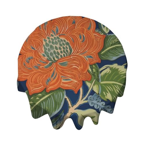 Yelolyio Tischdecke, rund, Blumenmuster, Chinoiserie, dekorativ, wasserdicht, flecken- und knitterfrei, für Esstisch, Buffet-Partys und Camping Yelolyio Tischdecke, rund, Blumenmuster, Chinoiserie, dekorativ, wasserdicht, flecken- und knitterfrei, für Esstisch, Buffet-Partys und Camping von Yelolyio