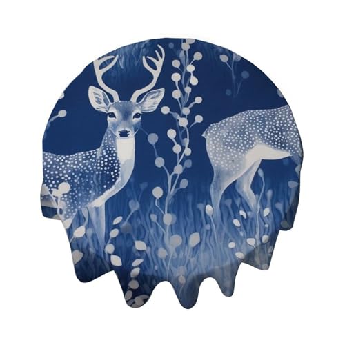 Yelolyio Tischdecke, rund, Chinoiserie-Stil mit Hirsch, Tischdekoration, für Buffet-Tische, Partys, Feiertagsessen, Hochzeit, 127 cm Yelolyio Tischdecke, rund, Chinoiserie-Stil mit Hirsch, Tischdekoration, für Buffet-Tische, Partys, Feiertagsessen, Hochzeit, 127 cm von Yelolyio