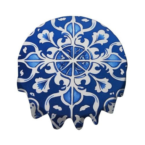 Yelolyio Tischdecke mit Blumenmuster, rund, 91,4 cm, Tischdecke für Buffet-Tische, Partys, Feiertagsessen, Hochzeiten und mehr, Blau und Weiß Yelolyio Tischdecke mit Blumenmuster, rund, 91,4 cm, Tischdecke für Buffet-Tische, Partys, Feiertagsessen, Hochzeiten und mehr, Blau und Weiß von Yelolyio