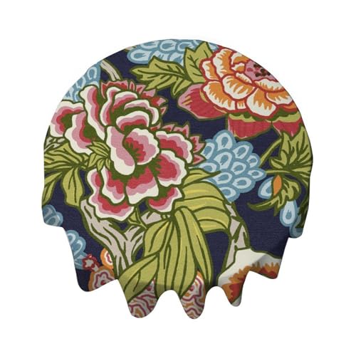 Yelolyio Tischdecke mit Chinoiserie-Blumenmuster, rund, 91,4 cm, Tischdecke für Buffet-Tische, Partys, Feiertagsessen, Hochzeiten und mehr, Blau und Grün Yelolyio Tischdecke mit Chinoiserie-Blumenmuster, rund, 91,4 cm, Tischdecke für Buffet-Tische, Partys, Feiertagsessen, Hochzeiten und mehr, Blau und Grün von Yelolyio