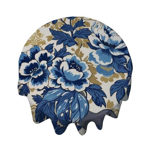 Yelolyio Tischdecke mit Chinoiserie-Blumenmuster, rund, 91,4 cm, Tischdecke für Buffet-Tische, Partys, Festtagsessen, Abendessen, Hochzeiten und mehr, Blau und Hellbraun Yelolyio Tischdecke mit Chinoiserie-Blumenmuster, rund, 91,4 cm, Tischdecke für Buffet-Tische, Partys, Festtagsessen, Abendessen, Hochzeiten und mehr, Blau und Hellbraun von Yelolyio