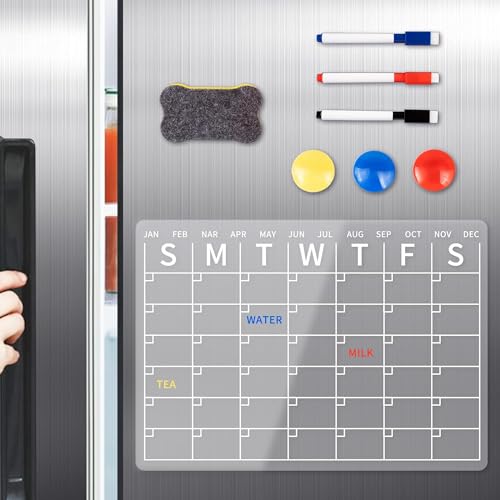 Yelsky Magnetischer Kühlschrankkalender magnetischer Kalender wiederverwendbare Planungstafel passend für Büro- und Heimorganisierungsbrett enthält 3-Marker, 3-Magnete und 1-Radiergummi von Yelsky