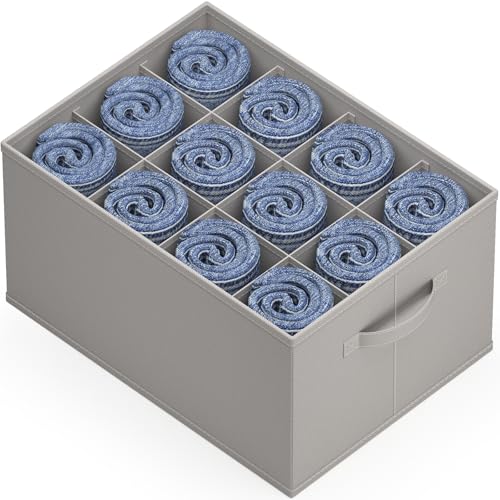 Yempum kleiderschrank Organizer, Schrank Organizer 12 Fächer Schublade aufbewahrungsbox stoff für Kleidung, Faltbar Ordnungsboxen Schubladen Ordnungssystem für Jeans, Hosen, T-Shirts, Grau Yempum kleiderschrank Organizer, Schrank Organizer 12 Fächer Schublade aufbewahrungsbox stoff für Kleidung, Faltbar Ordnungsboxen Schubladen Ordnungssystem für Jeans, Hosen, T-Shirts, Grau von Yempum