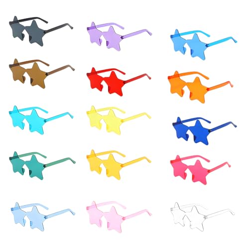 YenMzx Stern-Sonnenbrille, 15 Paar bunte rahmenlose, transparente Sternbrillen, Partybrillen für Erwachsene und Kinder YenMzx Stern-Sonnenbrille, 15 Paar bunte rahmenlose, transparente Sternbrillen, Partybrillen für Erwachsene und Kinder von YenMzx