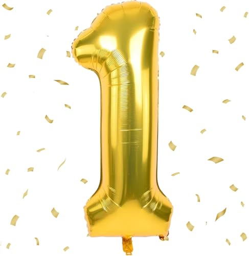 101,6 cm großer goldener Zahlenballon, riesige Folien-Heliumballons, goldener Ballon für 1. Geburtstag, Party, Jahrestag, Dekoration, Zubehör 101,6 cm großer goldener Zahlenballon, riesige Folien-Heliumballons, goldener Ballon für 1. Geburtstag, Party, Jahrestag, Dekoration, Zubehör von Yeodong