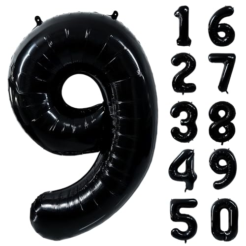 101,6 cm großer schwarzer 9-Zahlen-Ballon, riesiger Folien-Helium-Ballon, schwarzer großer digitaler Luftballon 9, Luftballons für 9. Geburtstag, Partydekorationen, Jubiläumsveranstaltungen 101,6 cm großer schwarzer 9-Zahlen-Ballon, riesiger Folien-Helium-Ballon, schwarzer großer digitaler Luftballon 9, Luftballons für 9. Geburtstag, Partydekorationen, Jubiläumsveranstaltungen von Yeodong