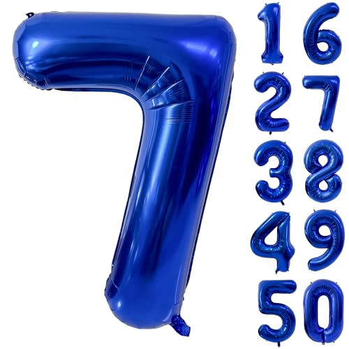 101,6 cm marineblauer Zahlenballon Dunkelblau 7 Luftballons Riesenfolie Helium Ballons Blau Zahl 7 Ballon für 7 Geburtstag Party Dekorationen von Yeodong