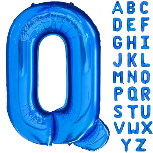 101.6 cm Blau Buchstaben Ballon Große Buchstaben Q Ballon Folie Helium Alphabet Ballons Blau Geburtstagsfeier Babyparty Abschlussfeier Dekoration (Buchstabe Q) von Yeodong