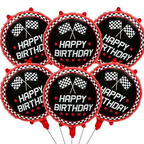 6 Stück Rennautos Geburtstagsballons 45,7 cm Rennballons kariert Ballon Rennwagen Party Dekorationen Rennsport Thema Geburtstag Party Dekoration Supplies 6 Stück Rennautos Geburtstagsballons 45,7 cm Rennballons kariert Ballon Rennwagen Party Dekorationen Rennsport Thema Geburtstag Party Dekoration Supplies von Yeodong