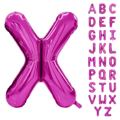 Hot Pink Buchstabenballon 101.6 cm Großer Buchstabe X Ballon Rose Rot Folie Helium Alphabet Ballons Rosa Geburtstagsfeier Babyparty Abschlussfeier Dekoration (Buchstabe X) von Yeodong