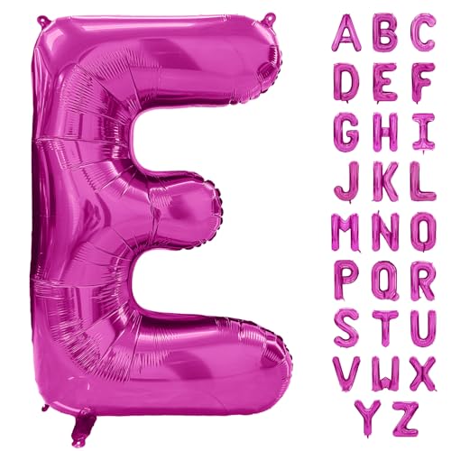 Hot Pink Buchstabenballon 40 Zoll Großer Buchstabe E Ballon Rose Rot Folie Helium Alphabet Ballons Rosa Geburtstagsfeier Babyparty Abschlussfeier Dekoration (Buchstabe E) von Yeodong