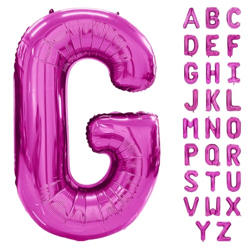 Hot Pink Buchstabenballon 40 Zoll Großer Buchstabe G Ballon Rose Rot Folie Helium Alphabet Ballons Rosa Geburtstagsfeier Babyparty Abschlussfeier Dekoration (Buchstabe G) von Yeodong