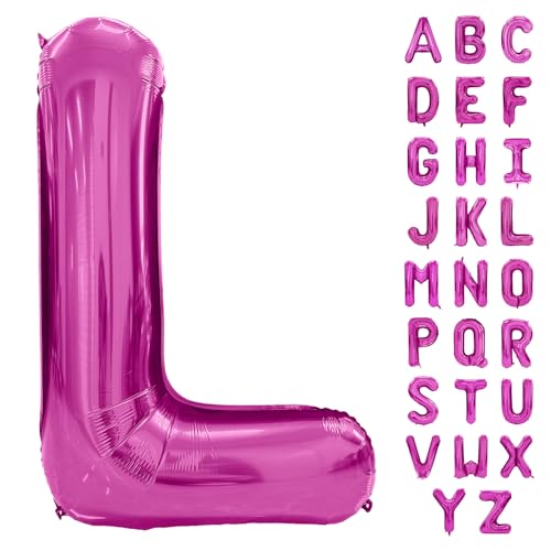 Hot Pink Buchstabenballon 40 Zoll Großer Buchstabe L Ballon Rose Rot Folie Helium Alphabet Ballons Rosa Geburtstagsfeier Babyparty Abschlussfeier Dekoration (Buchstabe L) von Yeodong