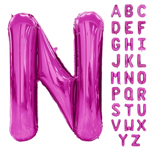 Hot Pink Buchstabenballon 40 Zoll Großer Buchstabe N Ballon Rose Rot Folie Helium Alphabet Ballons Rosa Geburtstagsfeier Babyparty Abschlussfeier Dekoration (Buchstabe N) von Yeodong