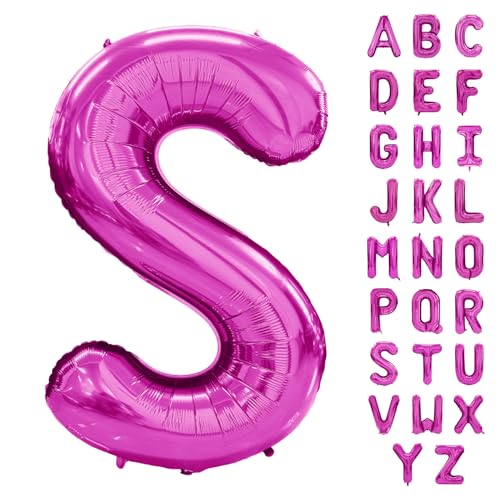 Hot Pink Buchstabenballon 40 Zoll Großer Buchstabe S Ballon Rose Rot Folie Helium Alphabet Ballons Rosa Geburtstagsfeier Babyparty Abschlussfeier Dekoration (Buchstabe S) von Yeodong