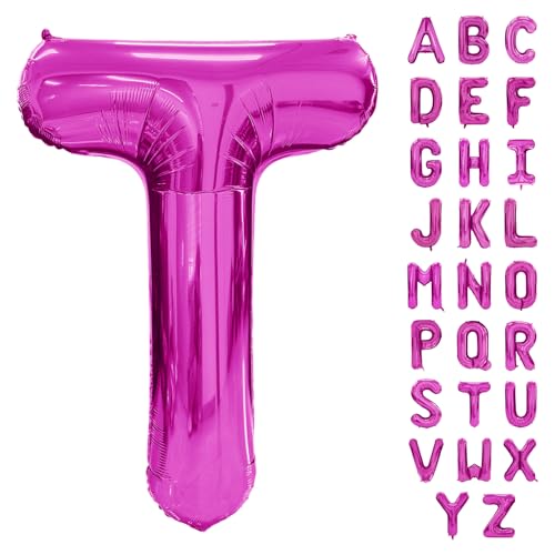 Hot Pink Buchstabenballon 40 Zoll Großer Buchstabe T Ballon Rose Rot Folie Helium Alphabet Ballons Rosa Geburtstagsfeier Babyparty Abschlussfeier Dekoration (Buchstabe T) von Yeodong