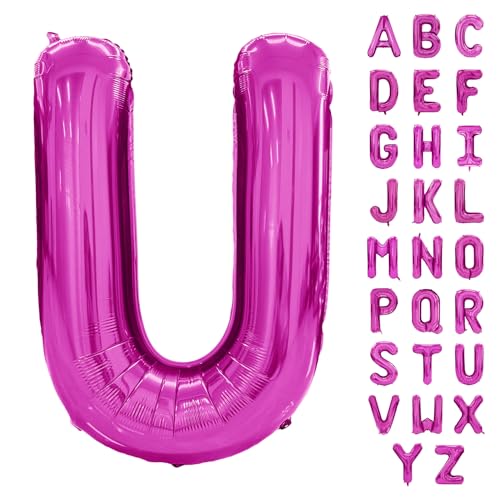 Hot Pink Buchstabenballon 40 Zoll Großer Buchstabe U Ballon Rose Rot Folie Helium Alphabet Ballons Rosa Geburtstagsfeier Babyparty Abschlussfeier Dekoration (Buchstabe U) von Yeodong
