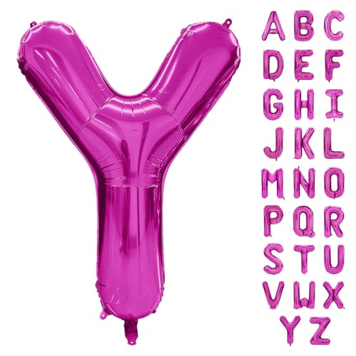 Hot Pink Buchstabenballon 40 Zoll Großer Buchstabe Y Ballon Rose Rot Folie Helium Alphabet Ballons Rosa Geburtstagsfeier Babyparty Abschlussfeier Dekoration (Buchstabe Y) von Yeodong