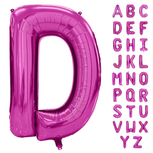 Hot Pink Letter Balloon 40 Inch Large Letter D Balloon Rose Red Foil Helium Alphabet Balloons Pink Birthday Party Baby Shower Graduation Ceremony Decoration (Rose Red Letter D) von Yeodong
