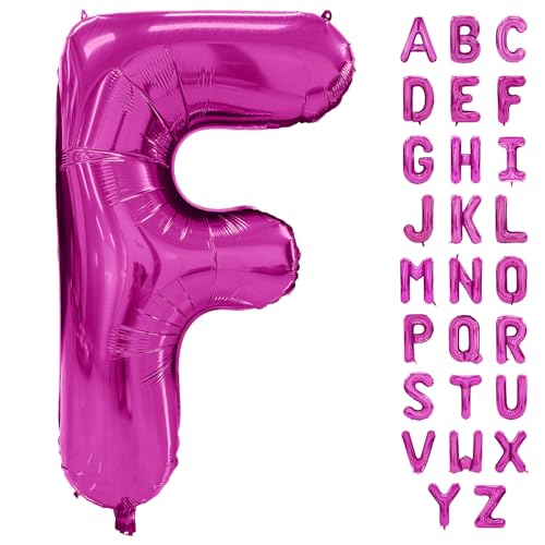 Hot Pink Letter Balloon 40 Inch Large Letter F Balloon Rose Red Foil Helium Alphabet Balloons Pink Birthday Party Baby Shower Graduation Ceremony Decoration (Buchstabe F) von Yeodong