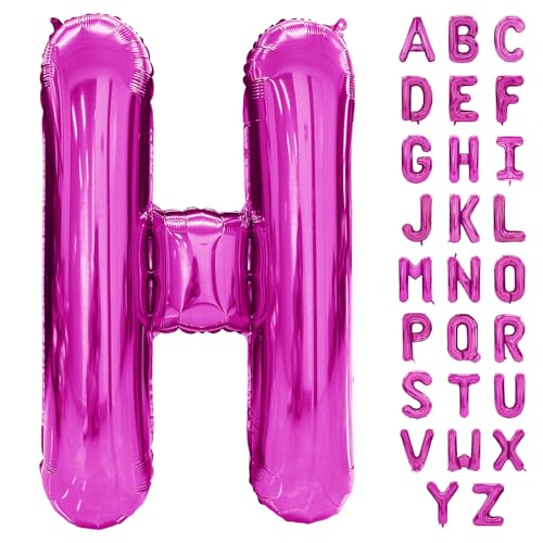 Hot Pink Letter Balloon 40 Inch Large Letter H Balloon Rose Red Foil Helium Alphabet Balloons Pink Birthday Party Baby Shower Graduation Ceremony Decoration (Buchstabe H) von Yeodong