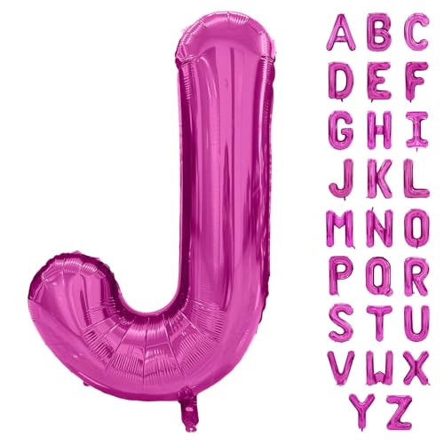 Hot Pink Letter Balloon 40 Inch Large Letter J Balloon Rose Red Foil Helium Alphabet Balloons Pink Birthday Party Baby Shower Graduation Ceremony Decoration (Buchstabe J) von Yeodong