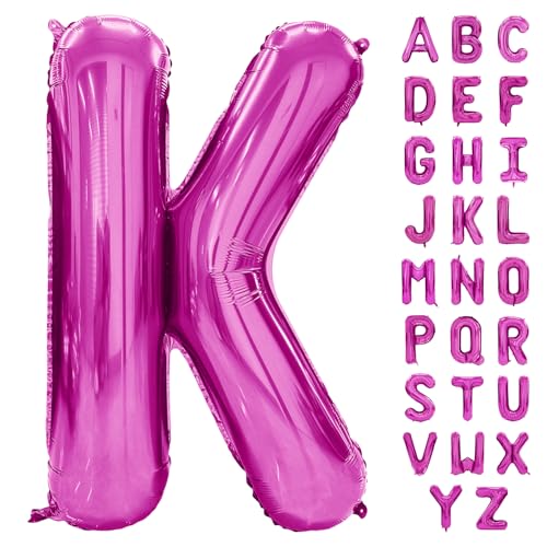 Hot Pink Letter Balloon 40 Inch Large Letter K Balloon Rose Red Foil Helium Alphabet Balloons Pink Birthday Party Baby Shower Graduation Ceremony Decoration (Buchstabe K) von Yeodong
