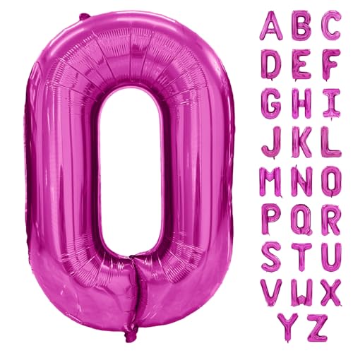 Hot Pink Letter Balloon 40 Inch Large Letter O Balloon Rose Red Foil Helium Alphabet Balloons Pink Birthday Party Baby Shower Graduation Ceremony Decoration (Buchstabe O) von Yeodong