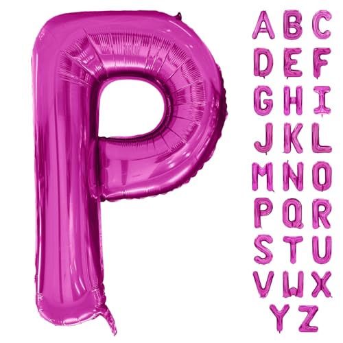 Hot Pink Letter Balloon 40 Inch Large Letter P Balloon Rose Red Foil Helium Alphabet Balloons Pink Birthday Party Baby Shower Graduation Ceremony Decoration (Buchstabe P) von Yeodong