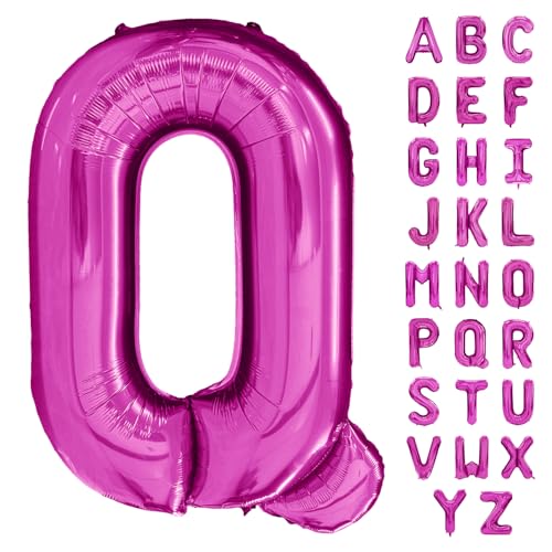 Hot Pink Letter Balloon 40 Inch Large Letter Q Balloon Rose Red Foil Helium Alphabet Balloons Pink Birthday Party Baby Shower Graduation Ceremony Decoration (Buchstabe Q) von Yeodong
