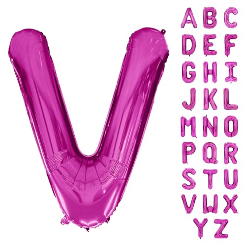 Hot Pink Letter Balloon 40 Inch Large Letter V Balloon Rose Red Foil Helium Alphabet Balloons Pink Birthday Party Baby Shower Graduation Ceremony Decoration (Buchstabe V) von Yeodong