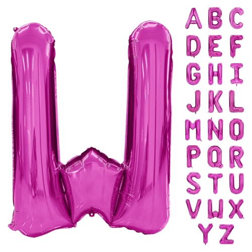 Hot Pink Letter Balloon 40 Inch Large Letter W Balloon Rose Red Foil Helium Alphabet Balloons Pink Birthday Party Baby Shower Graduation Ceremony Decoration (Buchstabe W) von Yeodong