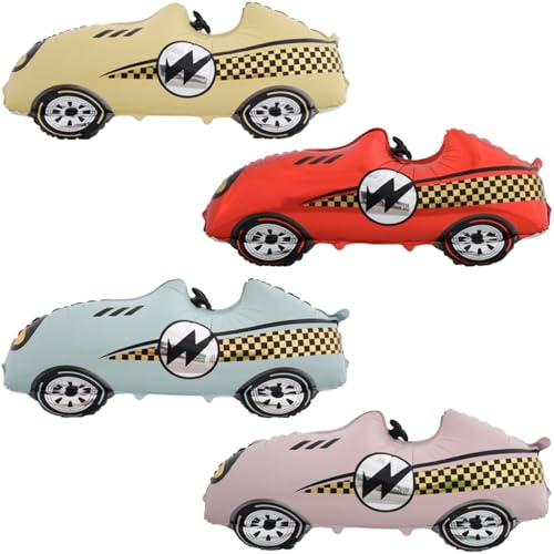Rennwagen-Luftballons, Rennauto-Folienballon, Geburtstagsparty-Dekorationen, Rennwagen-Themenparty-Dekorationen, Kinder, Jungen, Rennparty, Zubehör, 4 Stück Rennwagen-Luftballons, Rennauto-Folienballon, Geburtstagsparty-Dekorationen, Rennwagen-Themenparty-Dekorationen, Kinder, Jungen, Rennparty, Zubehör, 4 Stück von Yeodong