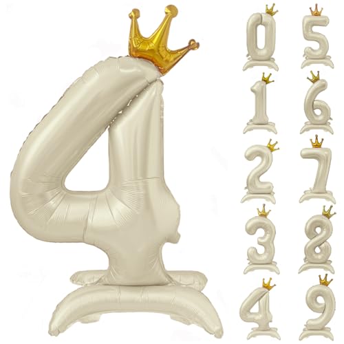 Weißer Ballon mit Zahl 4, 101,6 cm, cremeweiße Kronenballons, 0-9, stehend, beige, Zahl 4, Ballon mit Krone, Geburtstagsparty-Dekorationen, Zubehör Weißer Ballon mit Zahl 4, 101,6 cm, cremeweiße Kronenballons, 0-9, stehend, beige, Zahl 4, Ballon mit Krone, Geburtstagsparty-Dekorationen, Zubehör von Yeodong