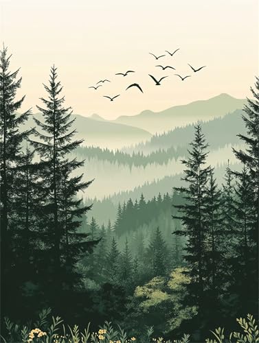 Diamond Painting Baum Diamond Painting Erwachsene Groß Landschaft 20x30cm DIY 5D Crystal Strass Stickerei Kreuzstich Kinder Diamant Malerei Leinwand Kit,Geschenke für Zuhause Wand Dekoration L-1365 von Yeogcohe