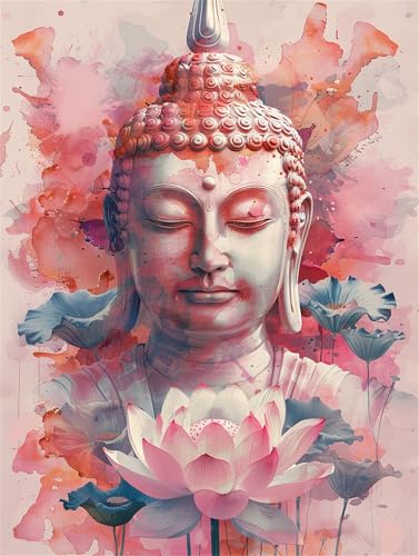Diamond Painting Buddha Diamond Painting Erwachsene Groß XXL Blume 30x50cm DIY 5D Crystal Strass Stickerei Kreuzstich Kinder Diamant Malerei Leinwand Kit, Geschenke für Zuhause Wand Dekoration L-1101 von Yeogcohe